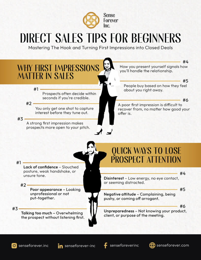 Infographic on direct sales tips for beginners